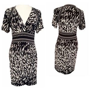 BCBGMaxAzria Black & White Print Stretch Sheath Dress